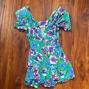 Vintage Floral Tropical Print Romper